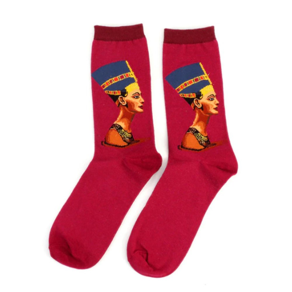Cleopatra Egyptian Pharaoh Patterned Unisex Red Socks
